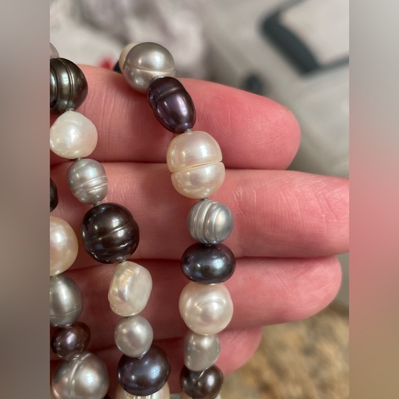 Long Baroque Freshwater Pearl Necklace Vintage Single Strand - Picture 7 of 8